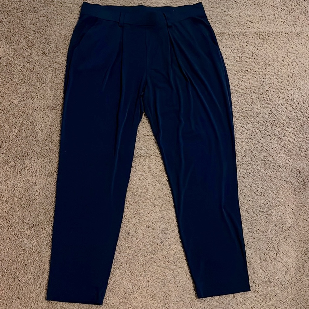 Express mid rise navy blue dress pants ankle length, Size Large